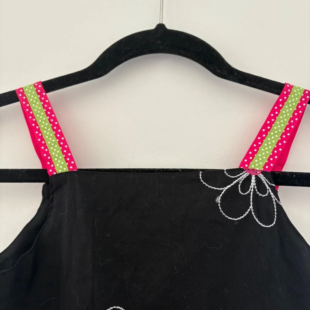 Blueberi Boulevard Girls 8 NWT Black,  Flowers, Polka Dots, Ribbon‎ & Embroidery